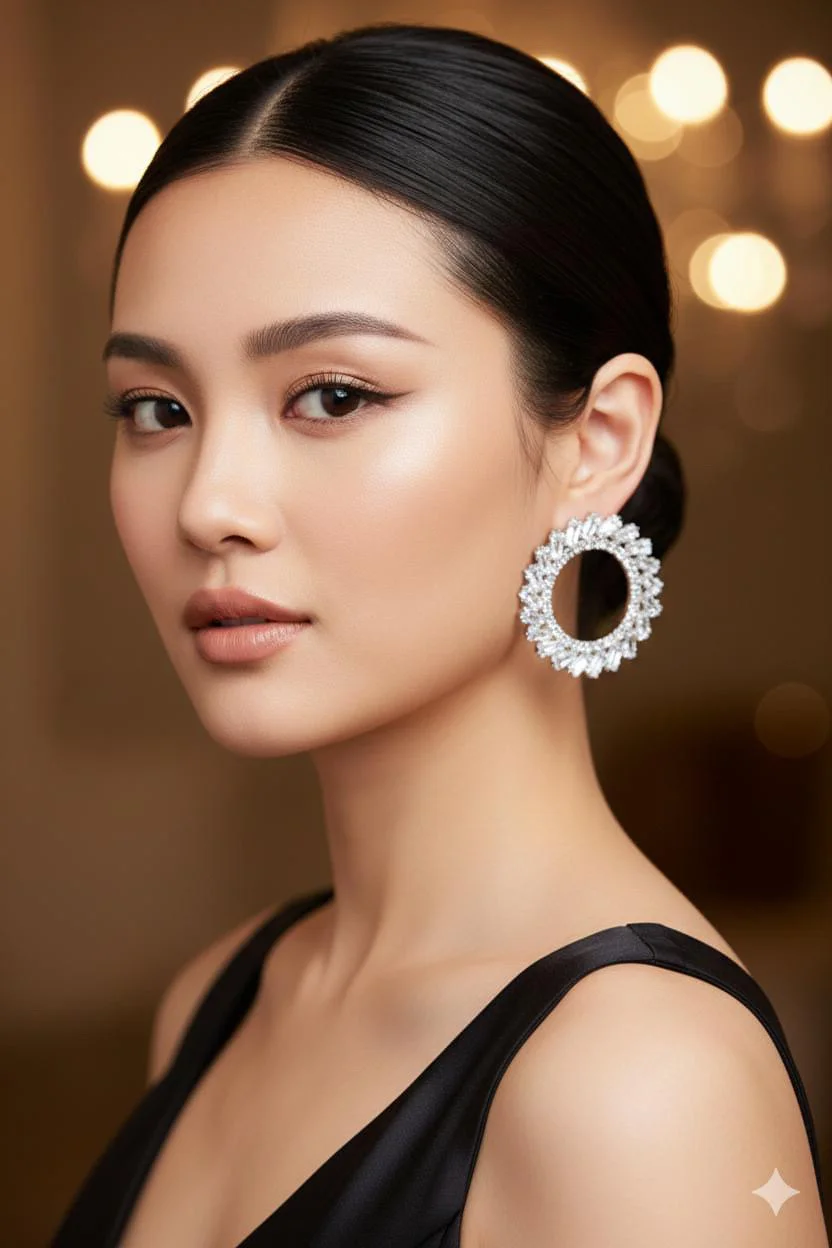 Woman luxury circular earrings