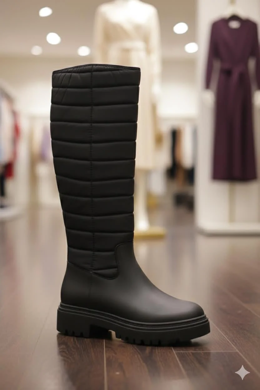 Woman warm snow boots with side zipper