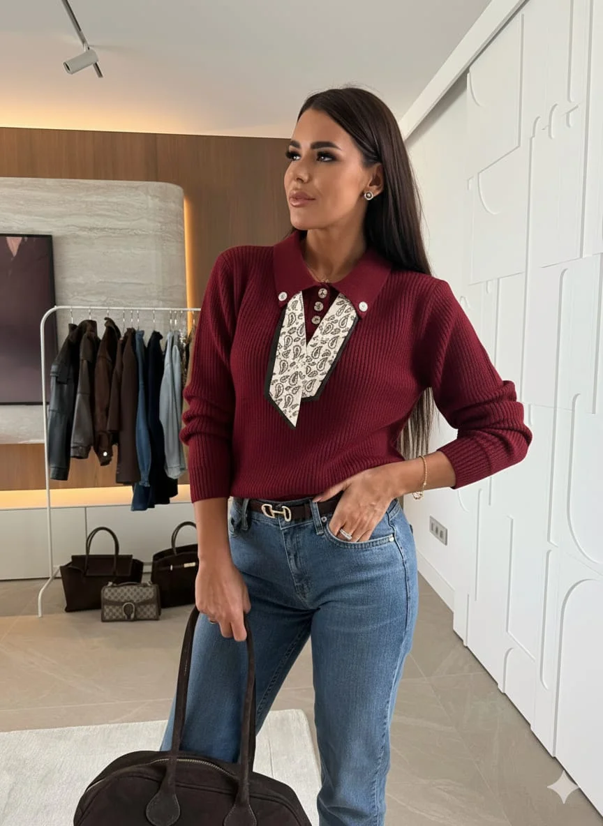 Wool blouse with foulard