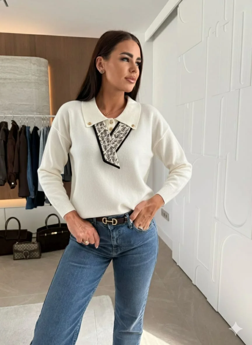 Wool blouse with foulard