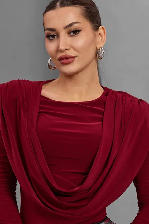 Elegant lycra burgundy long sleeves shirt