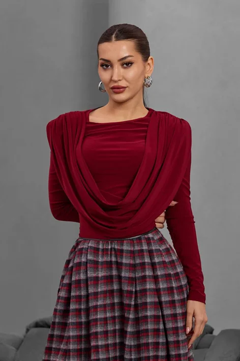 Elegant lycra burgundy long sleeves shirt