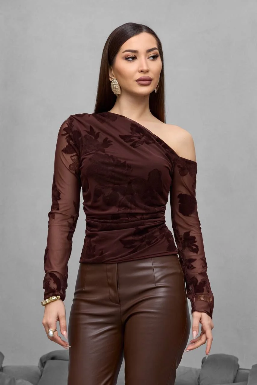 Velvet printed blouse