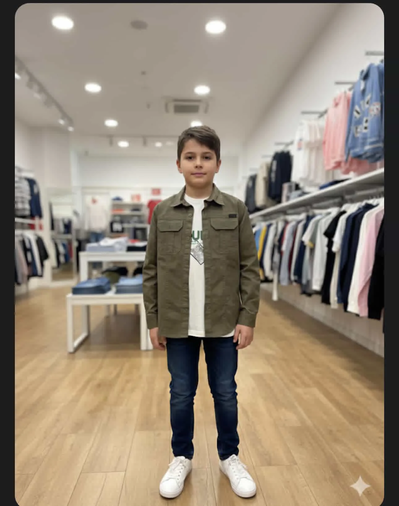 Teenager’s army green linen twins