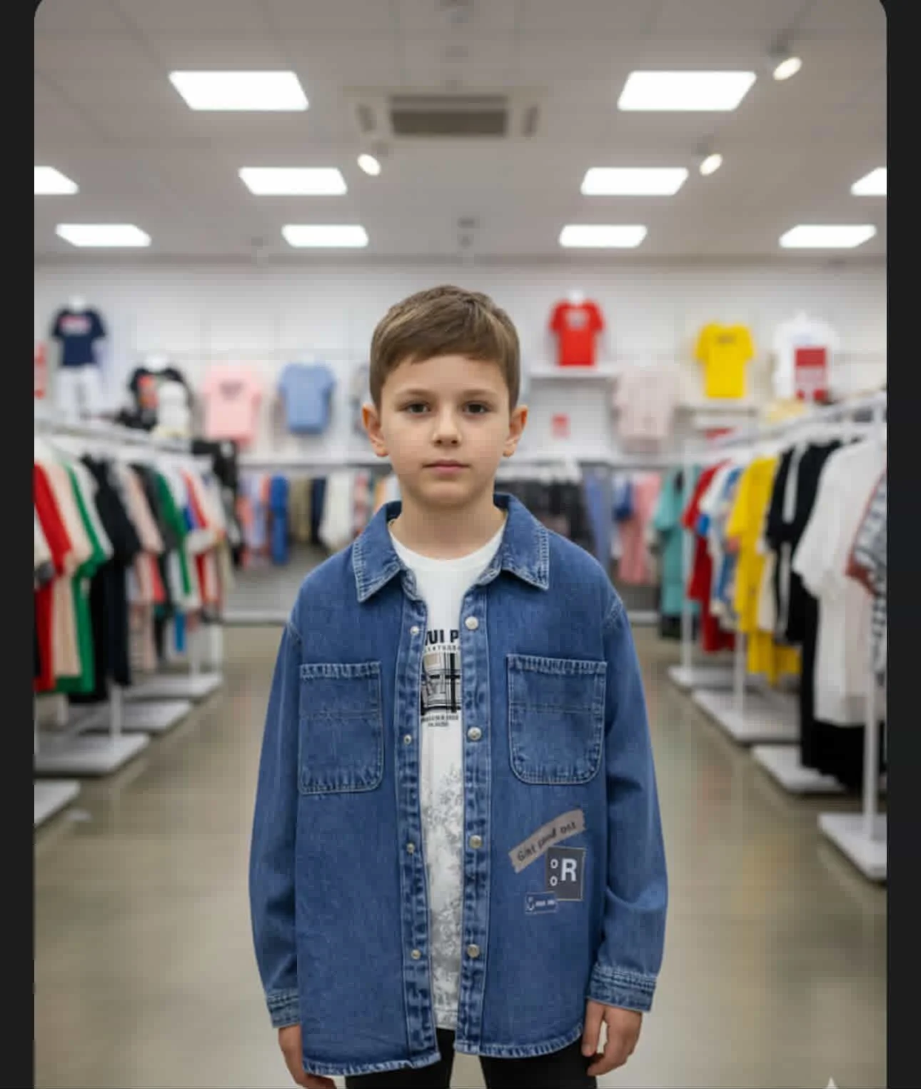 Fashionable blue teenager’s denim twins