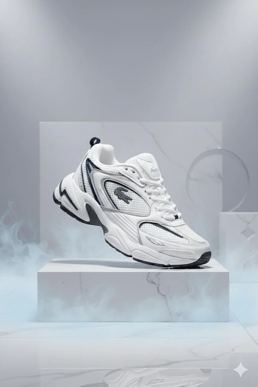 Lacoste white sneakers, sports shoes, flexible, and comfortable