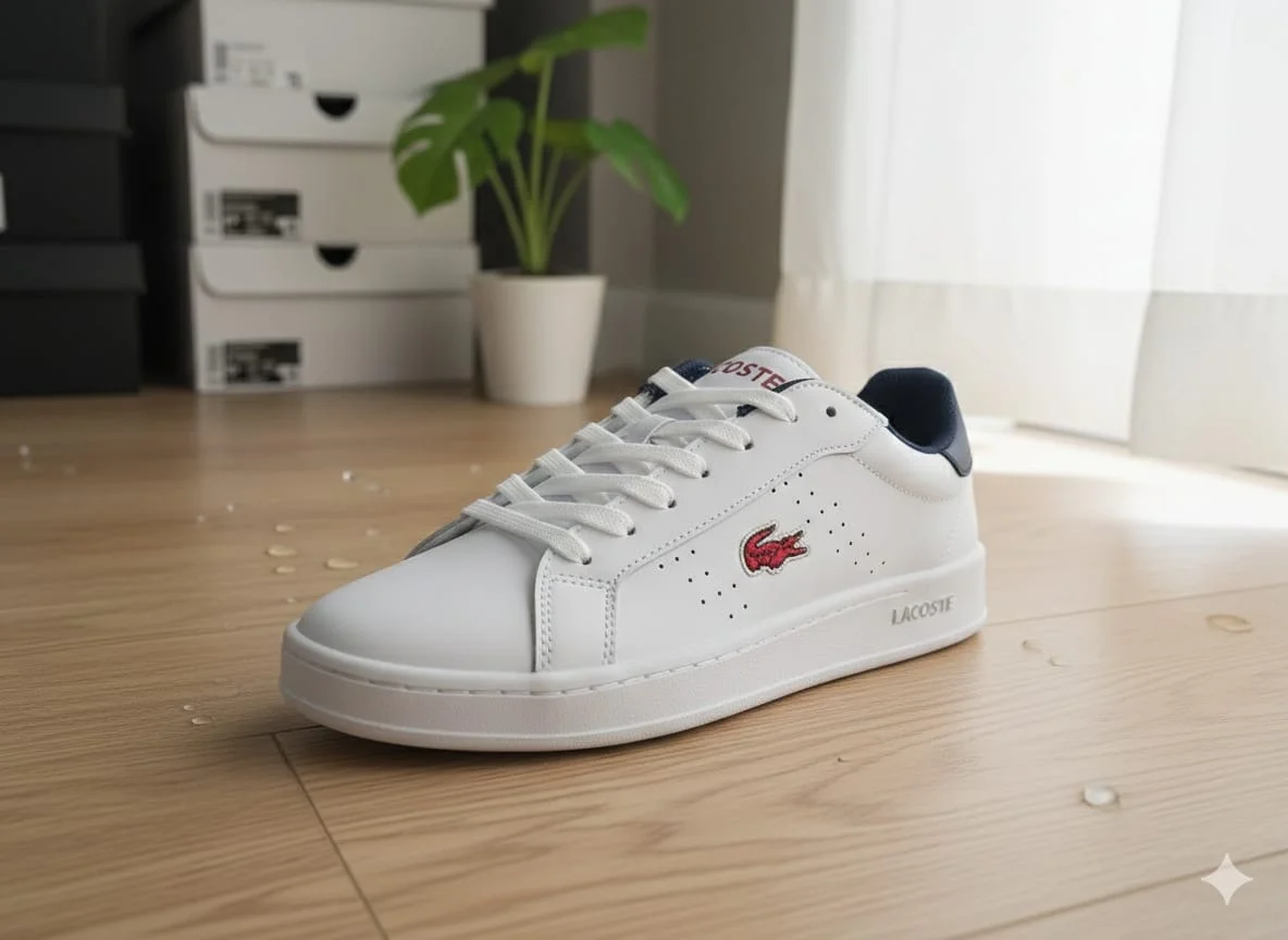 Lacoste white sneakers, sports shoes, flexible, and comfortable