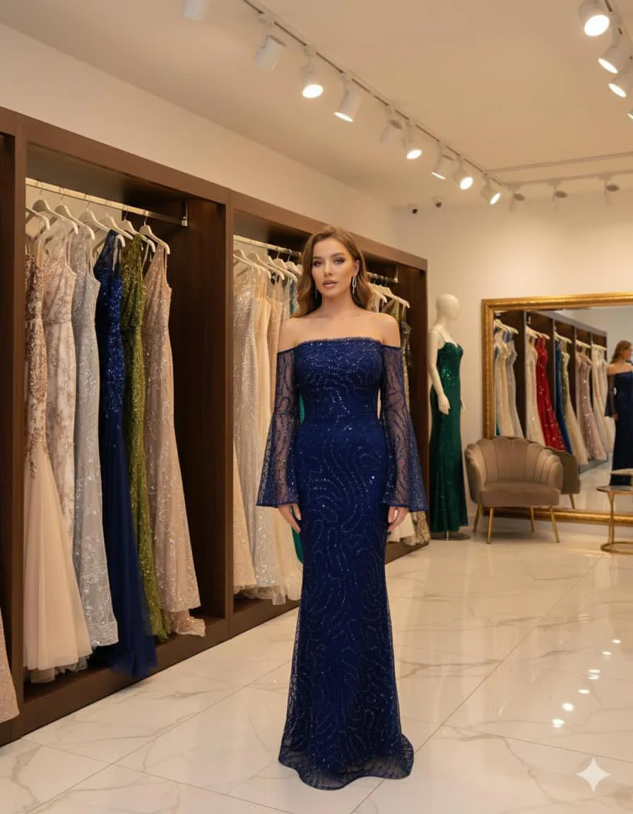 Elegant patched chiffon evening dress ,high quality texture