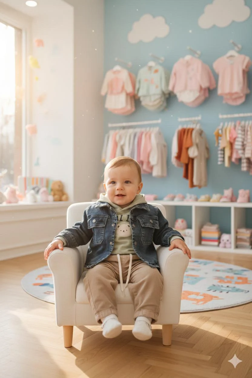 Casual baby set:linen pants,sweater and denim jacket