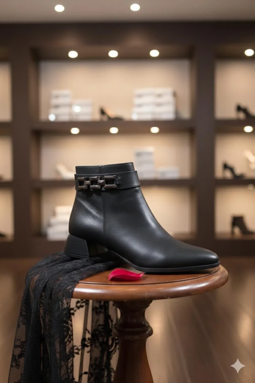 Winter round toe,mid-heel short boots