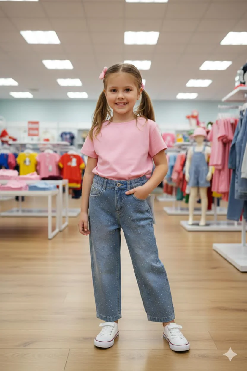 Brilliant denim blue girl’s jeans