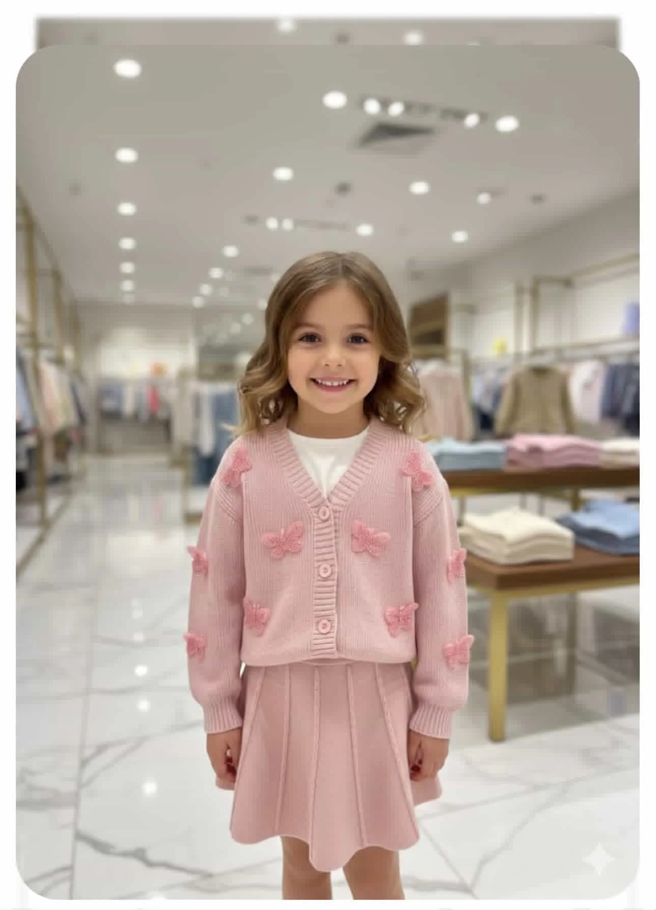 Butterflies pink woolen set