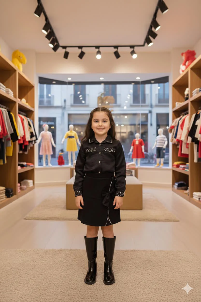 Lovely black set with pearls,linen skirt with satin shirt