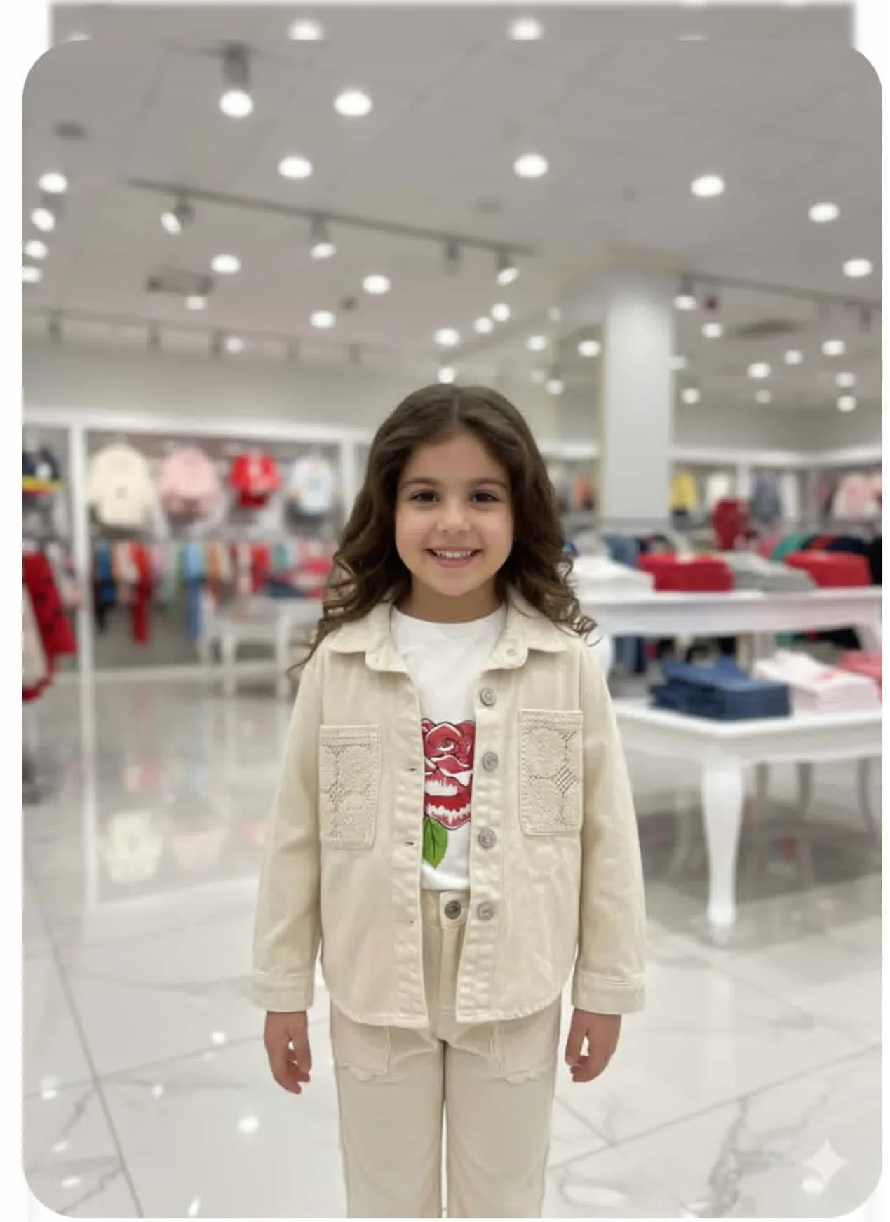 Denim creamy set of three pieces