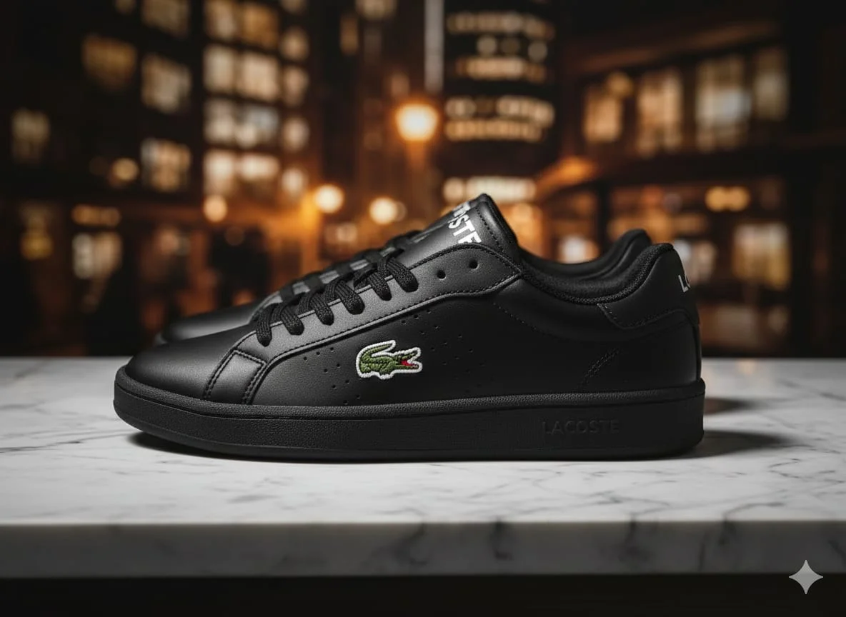 Lacoste black sneakers, sports shoes, flexible, and comfortable