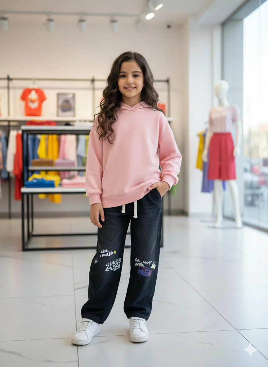 Stylish black denim wide leg pants