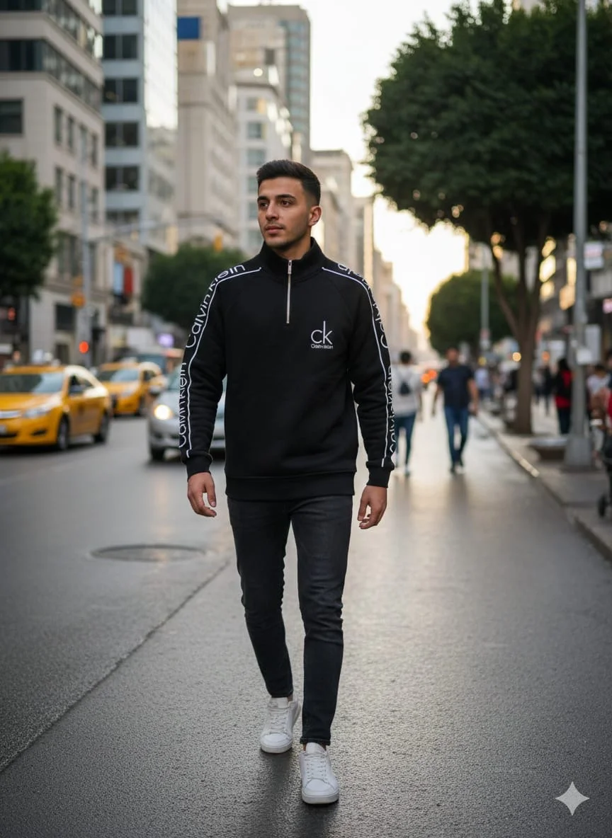 CK high neck black shirt with zipper