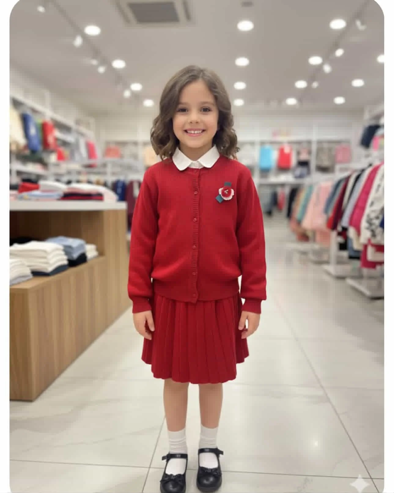 Red three pieces woolen set